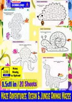 Aperçu - Jeux - Maze Adventures: Ocean & Jungle Animal Mazes | 20 No-Prep Printables - Page de couverture