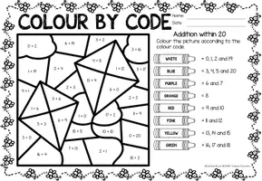 Vorschau - Arbeitsblätter - Color by code - Addition within 20 (Spring) - Seite 3