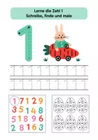 Vorschau - Arbeitsblätter - Zahlen schreiben lernen Ostern: Ziffern 1-10 schreiben & zählen | Arbeitsblätter & Lernblätter (Vorschule, Kindergarten & Klasse 1) - Seite 1