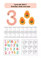 Vorschau - Arbeitsblätter - Zahlen schreiben lernen Ostern: Ziffern 1-10 schreiben & zählen | Arbeitsblätter & Lernblätter (Vorschule, Kindergarten & Klasse 1) - Seite 3