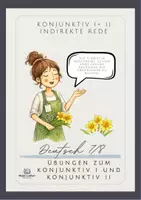 Vorschau - Arbeitsblätter - Konjunktiv I und II, Indirekte Rede Übersicht und Aufgaben, Deutsch 7-9 - Deckblatt