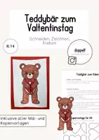 Vorschau - Mal- und Bastelvorlagen - "Teddybär" | Kunst zum Valentinstag, Muttertag, Vatertag (Klasse 1-4) - Deckblatt