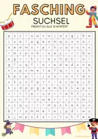 Vorschau - Arbeitsblätter - Suchsel / Wortgitter Fasching / Fasnacht / Karneval --> Grossbuchstaben / Kleinbuchstabe / Wörter schreiben - Seite 3