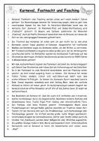 Vorschau - Stundenentwürfe - Sachtext Karneval, Fasching, Fastnacht - Textarbeit - Leseverstehen - Seite 1