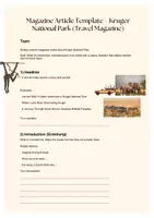Vorschau - Arbeitsblätter - Writing a magazine article - Kruger National Park - Deckblatt