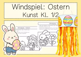 Vorschau - Arbeitsblätter - Ostern Kunst Windspiel Klasse 1 & 2 basteln im Frühling - Deckblatt