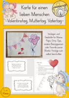 Vorschau - Mal- und Bastelvorlagen - Valentinstag Muttertag Vatertag Karte Gedicht - Deckblatt