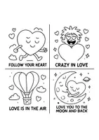 Vorschau - Mal- und Bastelvorlagen - Valentines Day Love Idioms zum Ausmalen - Deckblatt