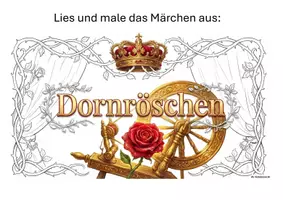 Vorschau - Mal- und Bastelvorlagen - Märchen zum Lesen und Ausmalen - Dornröschen (+ Fragen + Präsentation) - Seite 1
