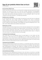 Vorschau - Arbeitsblätter - Tipps für ein perfektes Referat über ein Buch (Infotext und Übungen) - Seite 1