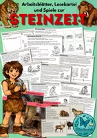 Vorschau - Arbeitsblätter - Steinzeit, prähistorisch, Geschichte, Arbeitsblätter, Kartei und Spiel - Deckblatt