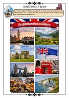 Vorschau - Arbeitsblätter - Großbritannien - Einstieg - Mind Map - Collage - Lage und Naturräume - Doku - Arbeitsblätter mit Lösungen (Klasse 8 9 10) - Deckblatt