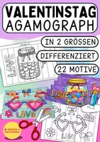 Vorschau - Mal- und Bastelvorlagen - 💘 Agamograph Valentinstag – 22 kreative Faltbilder für die Grundschule 💘 - Deckblatt