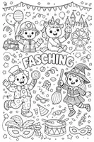 Vorschau - Mal- und Bastelvorlagen - Fasching/Karneval Ausmalbild (Kunst) - Seite 1
