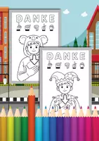 Vorschau - Arbeitsblätter - Gebärdensprache lernen: "Danke" in DGS und Fingeralphabet – 24 Ausmalbilder Arbeitsblätter - Seite 1