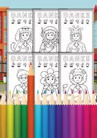 Vorschau - Arbeitsblätter - Gebärdensprache lernen: "Danke" in DGS und Fingeralphabet – 24 Ausmalbilder Arbeitsblätter - Seite 2