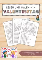 Vorschau - Mal- und Bastelvorlagen - 1) Lesen und Malen am Valentinstag - differenziertes Lesetraining - editierbare Datei - Deckblatt