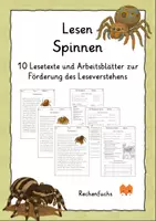 Vorschau - Arbeitsblätter - Lesen: Spinnen - Leseverstehen - Deckblatt