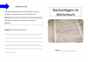 Vorschau - Arbeitsblätter - Nachschlagen im Wörterbuch - Deckblatt