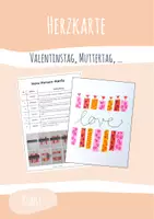Vorschau - Arbeitsblätter - Grußkarte für Muttertag, Valentinstag, Geburtstag, Kunst - Deckblatt