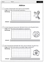 Vorschau - Arbeitsblätter - Schriftliche Addition – Sachaufgaben (Mathe Klasse 3-4) - Seite 1