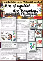 Vorschau - Unterrichtsreihen - Freiarbeitsheft Was ist eigentlich der Ramadan 3. 4. 5. 6. Klasse Unterrichtseinheit Ramadanfest (Zuckerfest) Id al Fitr Islam Freiarbeitsmaterial Winter fachübergreifend Lesen Leseverständnis Deutsch Sachunterricht Ethik Religion - Deckblatt