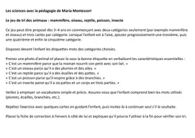 Aperçu - Apprentissages en autonomie - Jeu de tri animaux Montessori – Mammifères Oiseaux Reptiles Poissons Insectes – Classification scientifique PDF - Page 3