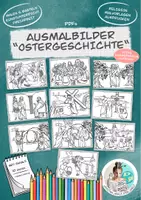 Vorschau - Stationenlernen - Ausmalbilder "Ostergeschichte" / Ostern - Deckblatt