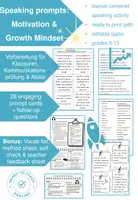 Vorschau - Arbeitsblätter - Speaking prompts: Motivation, learning strategies & growth mindset - Deckblatt
