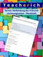 Vorschau - Merkblätter - Terme: Verbindung der 4 Grundrechnungsarten - Merkblatt - Deckblatt