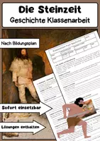 Vorschau - Arbeitsblätter - Steinzeit Geschichte Klassenarbeit Klasse 6 Gymnasium - Deckblatt