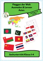 Vorschau - Arbeitsblätter - Flaggen Asiens – Ausmalen & Lernen (30 Länder) - Deckblatt