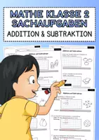 Vorschau - Arbeitsblätter - Sachaufgaben Addition & Subtraktion im ZR 100 (Mathe Klasse 2) - Deckblatt
