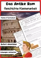 Vorschau - Arbeitsblätter - Das Antike Rom Geschichte Klassenarbeit: Klasse 6 Gymnasium - Deckblatt