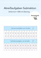 Vorschau - Arbeitsblätter - Abreißaufgaben Subtraktion Zahlenraum 1000 mit Übertrag - Deckblatt