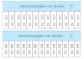 Vorschau - Arbeitsblätter - Abreißaufgaben Subtraktion Zahlenraum 1000 mit Übertrag - Seite 2