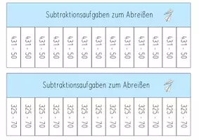 Vorschau - Arbeitsblätter - Abreißaufgaben Subtraktion Zahlenraum 1000 mit Übertrag - Seite 3