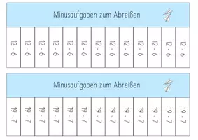 Vorschau - Arbeitsblätter - Abreißaufgaben Subtraktion Zahlenraum 20 mit ZÜ - Seite 2