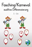 Vorschau - Spiele - auditive Differenzierung S - Sch (Fasching/Karneval) - Deckblatt