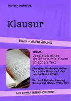 Vorschau - Arbeitsblätter - Deutsch Oberstufe – Aufklärung: Lyrik (Gellert / Lessing) – Klausur Erwartungshorizont - Deckblatt