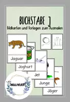 Vorschau - Mal- und Bastelvorlagen - Buchstabe J - Alphabetisierung - Bildkarten - Anlaut - Deckblatt