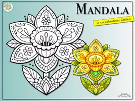 Vorschau - Mal- und Bastelvorlagen - MANDALA NARZISSE (Osterglocke Frühblüher Frühling Ostern) - Seite 1