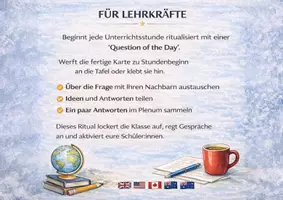 Vorschau - Aufgabenkarten - Question of the Day – 50 Gesprächsimpulse für den Englischunterricht (Klassen 7–10) - Seite 1