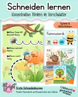 Vorschau - Arbeitsblätter - Schneideübungen Tiere – Lesen & Feinmotorik (Jahreszeiten) - Deckblatt