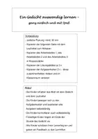 Vorschau - Stundenentwürfe - Ein Gedicht auswendig lernen mit Spaß - im SOMMER - Seite 1