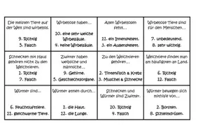 Vorschau - Stationenlernen - Quizbingo: Wirbellose - Seite 2