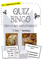 Vorschau - Stationenlernen - Quizbingo: Wirbellose - Deckblatt
