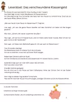Vorschau - Arbeitsblätter - Leserätsel: Das verschwundene Klassengeld - Seite 1