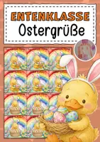 Vorschau - Mal- und Bastelvorlagen - Feriengrüße zu Ostern für die Entenklasse - Deckblatt