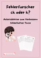 Vorschau - Arbeitsblätter - Rechtschreibung - Fehlerforscher: ck oder k? - Deckblatt